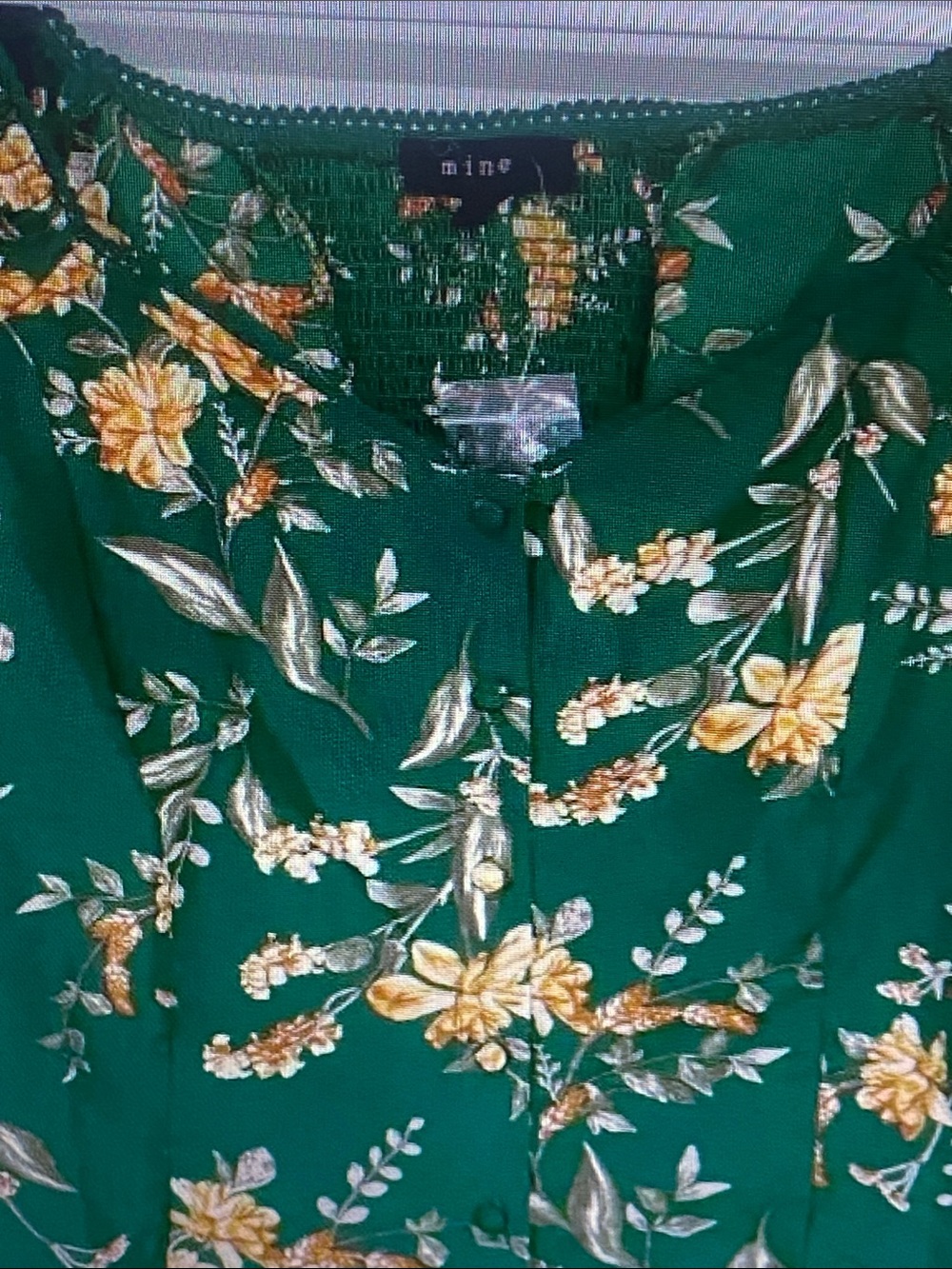 mine Green Floral Button-Front Blouse